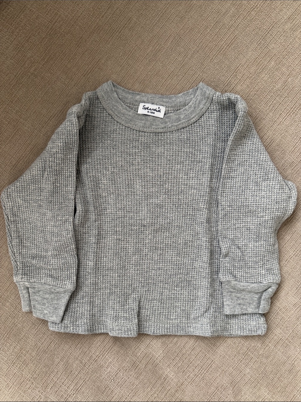 Splendid Kids Heather Gray Waffle Long Sleeve Top